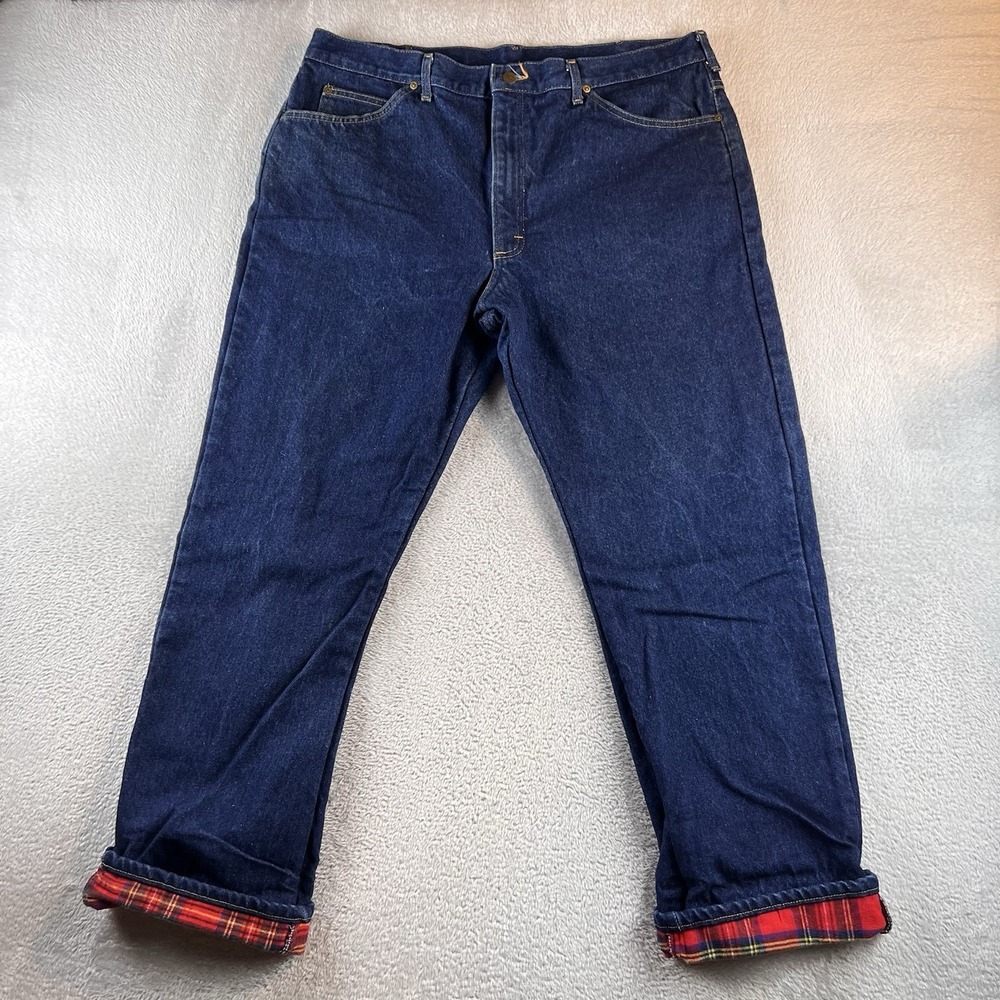 VTG LL Bean flannel Lined Jeans 40 X 32 Fits 37x30 men's Blue Dark Wash USA 90s